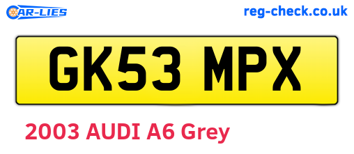 GK53MPX are the vehicle registration plates.