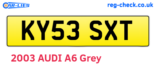 KY53SXT are the vehicle registration plates.
