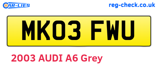 MK03FWU are the vehicle registration plates.