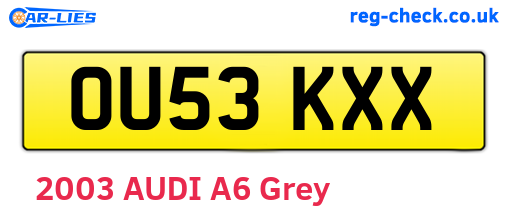 OU53KXX are the vehicle registration plates.