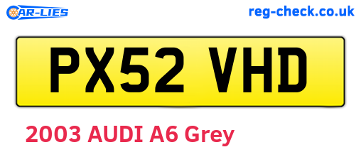 PX52VHD are the vehicle registration plates.