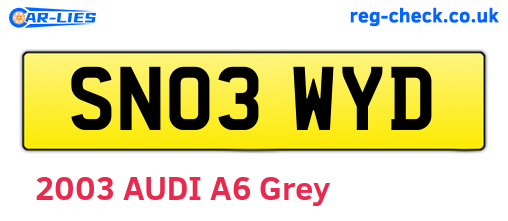 SN03WYD are the vehicle registration plates.