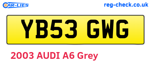 YB53GWG are the vehicle registration plates.