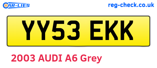 YY53EKK are the vehicle registration plates.