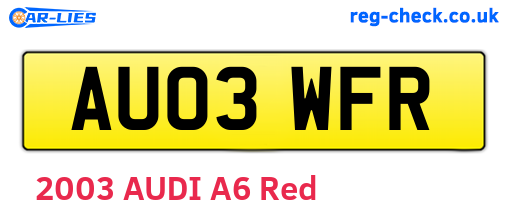 AU03WFR are the vehicle registration plates.