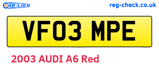 VF03MPE are the vehicle registration plates.