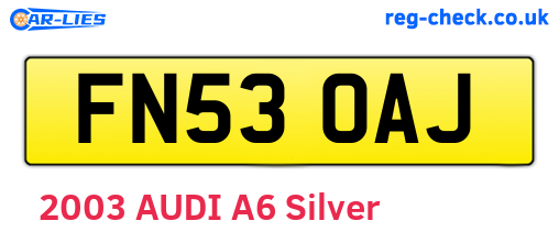 FN53OAJ are the vehicle registration plates.