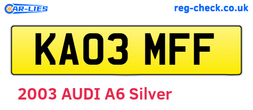 KA03MFF are the vehicle registration plates.