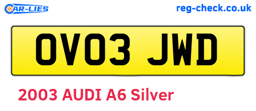 OV03JWD are the vehicle registration plates.