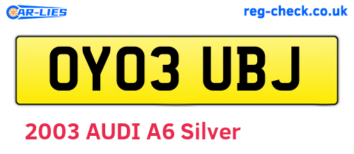 OY03UBJ are the vehicle registration plates.