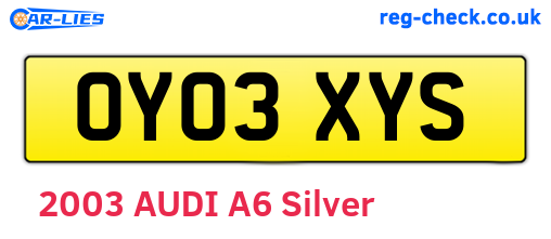 OY03XYS are the vehicle registration plates.
