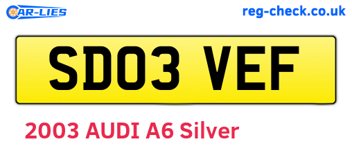 SD03VEF are the vehicle registration plates.