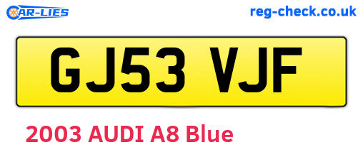 GJ53VJF are the vehicle registration plates.
