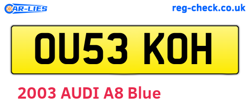 OU53KOH are the vehicle registration plates.