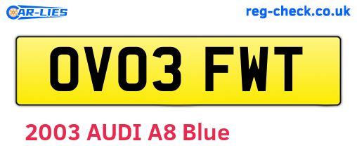 OV03FWT are the vehicle registration plates.