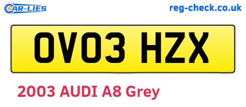 OV03HZX are the vehicle registration plates.