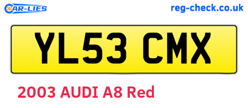 YL53CMX are the vehicle registration plates.