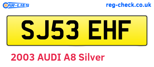 SJ53EHF are the vehicle registration plates.