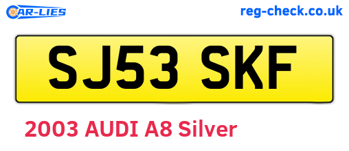 SJ53SKF are the vehicle registration plates.