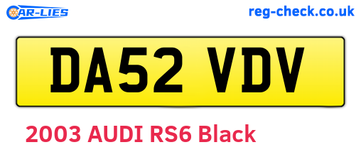 DA52VDV are the vehicle registration plates.
