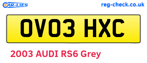 OV03HXC are the vehicle registration plates.