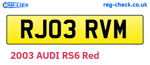 RJ03RVM are the vehicle registration plates.