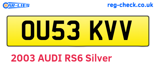 OU53KVV are the vehicle registration plates.