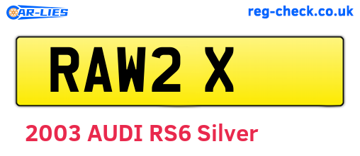 RAW2X are the vehicle registration plates.