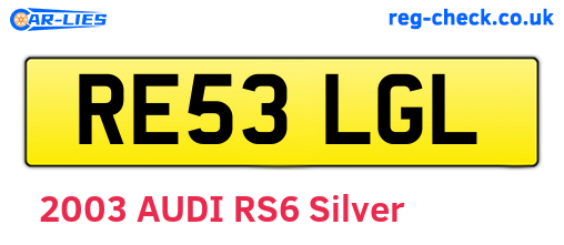RE53LGL are the vehicle registration plates.