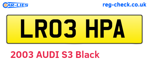 LR03HPA are the vehicle registration plates.