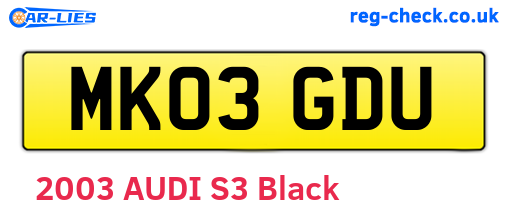 MK03GDU are the vehicle registration plates.
