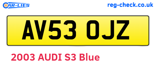 AV53OJZ are the vehicle registration plates.