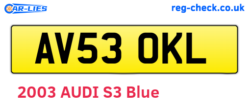 AV53OKL are the vehicle registration plates.