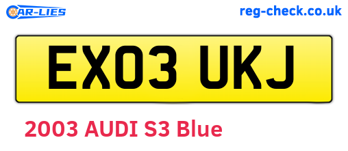 EX03UKJ are the vehicle registration plates.