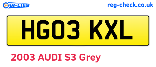 HG03KXL are the vehicle registration plates.