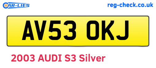 AV53OKJ are the vehicle registration plates.
