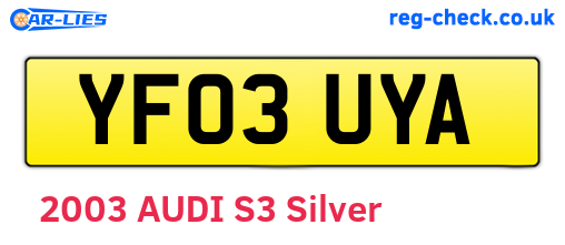 YF03UYA are the vehicle registration plates.