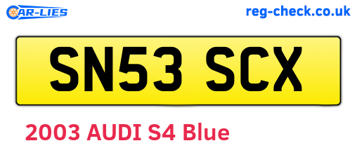 SN53SCX are the vehicle registration plates.