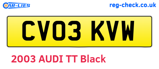 CV03KVW are the vehicle registration plates.
