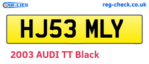 HJ53MLY are the vehicle registration plates.