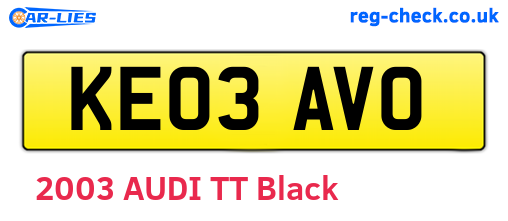 KE03AVO are the vehicle registration plates.