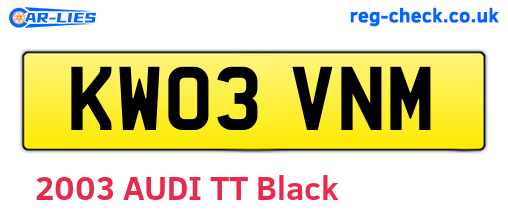 KW03VNM are the vehicle registration plates.