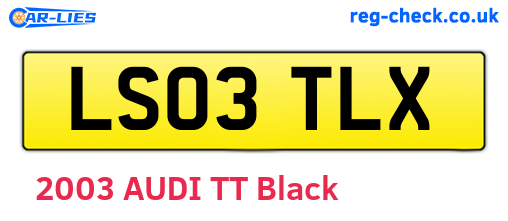 LS03TLX are the vehicle registration plates.