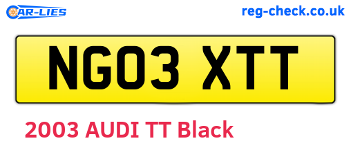 NG03XTT are the vehicle registration plates.