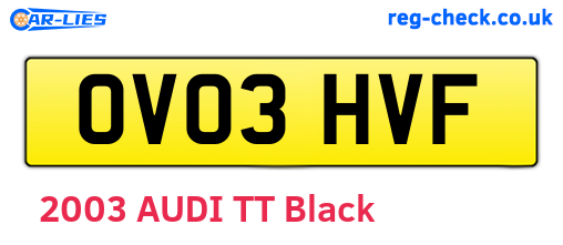 OV03HVF are the vehicle registration plates.