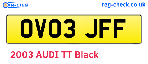 OV03JFF are the vehicle registration plates.