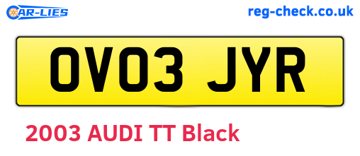 OV03JYR are the vehicle registration plates.