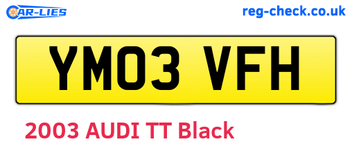 YM03VFH are the vehicle registration plates.