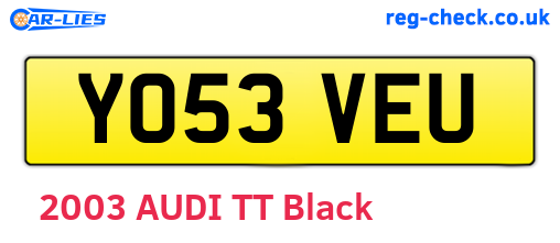 YO53VEU are the vehicle registration plates.