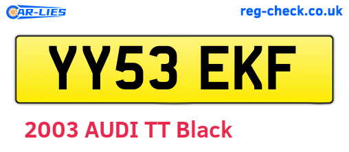 YY53EKF are the vehicle registration plates.